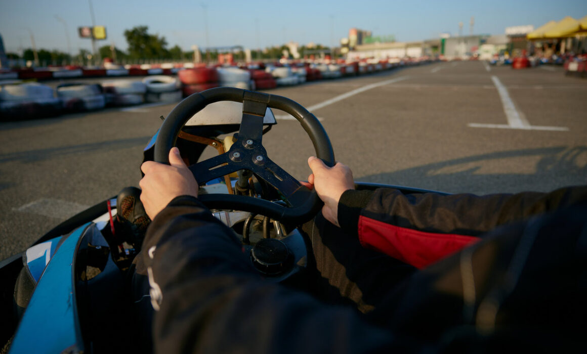 The thrilling view from the drivers seat of a gokart